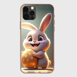 Чехол для iPhone 12 Pro Max Пасхальный зайка на полянке, цвет: 3D-светло-розовый