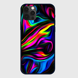 Чехол для iPhone 12 Pro Max Неон кистью краски, цвет: 3D-черный