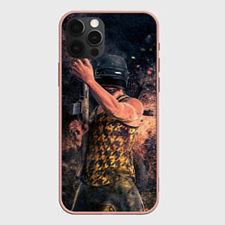 Чехол для iPhone 12 Pro Max PUBG засада, цвет: 3D-светло-розовый