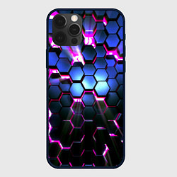 Чехол для iPhone 12 Pro Max Неоновые стильные соты, цвет: 3D-черный