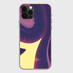 Чехол для iPhone 12 Pro Max Фиолетовые и жёлтые абстрактные волны, цвет: 3D-светло-розовый