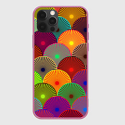 Чехол для iPhone 12 Pro Max Multicolored circles, цвет: 3D-малиновый