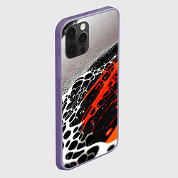 Чехол для iPhone 12 Pro Max Черно-оранжевые капли, цвет: 3D-серый — фото 2
