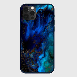 Чехол для iPhone 12 Pro Max Жидкие холодные краски, цвет: 3D-черный