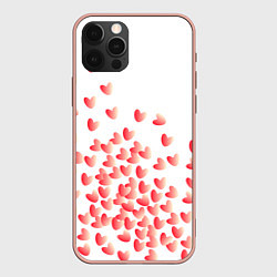 Чехол для iPhone 12 Pro Max Падающие сердечки, цвет: 3D-светло-розовый