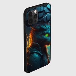 Чехол для iPhone 12 Pro Max Кот из разломленных неоновых плит, цвет: 3D-черный — фото 2