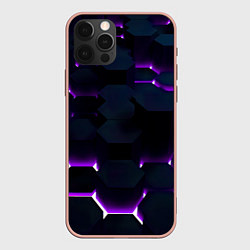 Чехол для iPhone 12 Pro Max Неоновые соты с подсветкой, цвет: 3D-светло-розовый