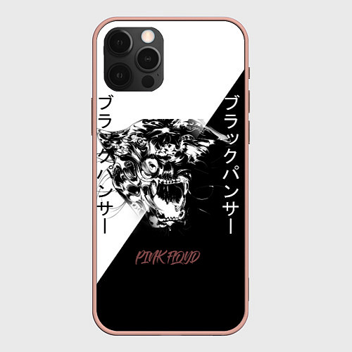 Чехол iPhone 12 Pro Max Panther black / 3D-Светло-розовый – фото 1