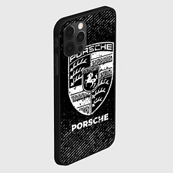 Чехол для iPhone 12 Pro Max Porsche с потертостями на темном фоне, цвет: 3D-черный — фото 2
