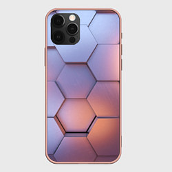 Чехол для iPhone 12 Pro Max Металлические шестиугольники, цвет: 3D-светло-розовый