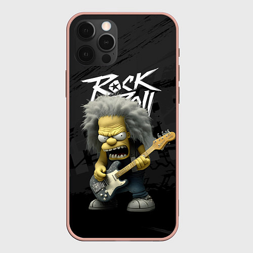 Чехол iPhone 12 Pro Max Rock and Roll Simpsons / 3D-Светло-розовый – фото 1