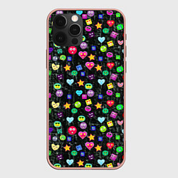 Чехол для iPhone 12 Pro Max В смайликах, цвет: 3D-светло-розовый