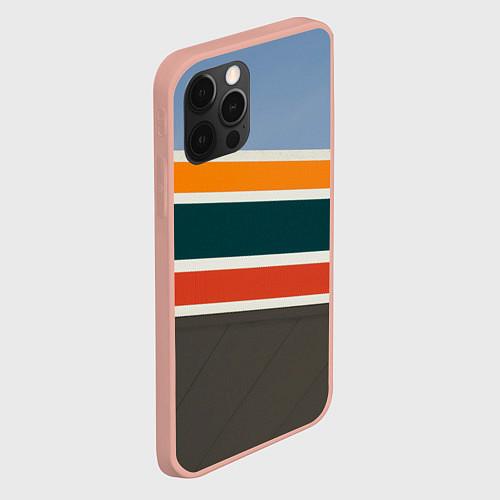 Чехол iPhone 12 Pro Max Оранжевые и белые абстрактные полосы / 3D-Светло-розовый – фото 2