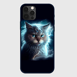 Чехол для iPhone 12 Pro Max Котик с молниями, цвет: 3D-черный