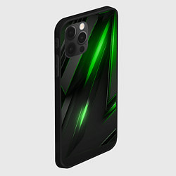 Чехол для iPhone 12 Pro Max Черные пластины с зеленым свечением, цвет: 3D-черный — фото 2