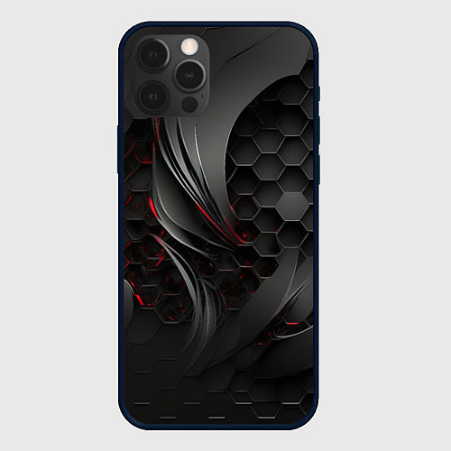 Чехол iPhone 12 Pro Max Черные абстрактные плиты / 3D-Черный – фото 1
