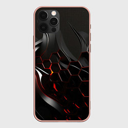 Чехол для iPhone 12 Pro Max Черно-красные плиты, цвет: 3D-светло-розовый
