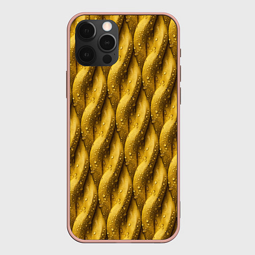 Чехол iPhone 12 Pro Max Сочная текстура из плетеного банана / 3D-Светло-розовый – фото 1