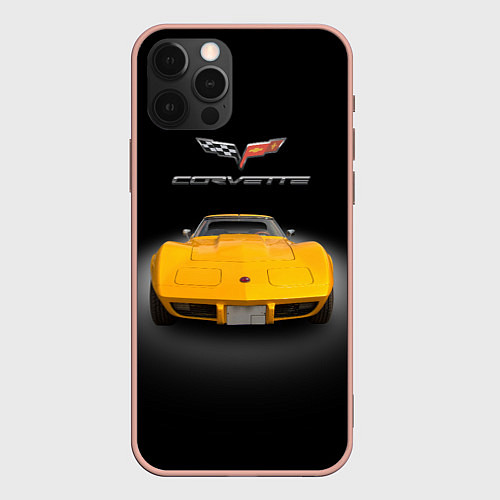 Чехол iPhone 12 Pro Max Американский маслкар Chevrolet Corvette Stingray / 3D-Светло-розовый – фото 1