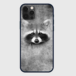 Чехол для iPhone 12 Pro Max Енот - grunge style texture, цвет: 3D-черный