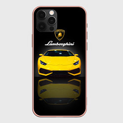 Чехол для iPhone 12 Pro Max Итальянский суперкар Lamborghini Aventador, цвет: 3D-светло-розовый