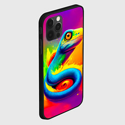 Чехол для iPhone 12 Pro Max Змейка в красках, цвет: 3D-черный — фото 2