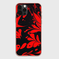 Чехол для iPhone 12 Pro Max Красно-черный узор, цвет: 3D-светло-розовый