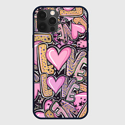Чехол для iPhone 12 Pro Max Паттерн про любовь, цвет: 3D-черный