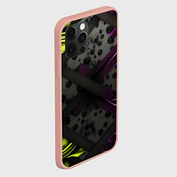 Чехол для iPhone 12 Pro Max Темная фиолетовая текстура с листьями, цвет: 3D-светло-розовый — фото 2