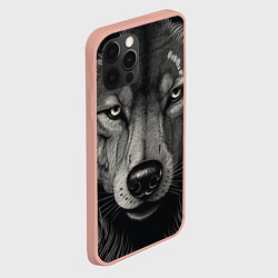 Чехол для iPhone 12 Pro Max Волк в стиле тату, цвет: 3D-светло-розовый — фото 2
