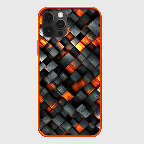 Чехол iPhone 12 Pro Max Раскаленные блоки паттерн / 3D-Красный – фото 1