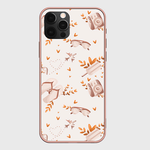 Чехол iPhone 12 Pro Max Пляжный паттерн / 3D-Светло-розовый – фото 1