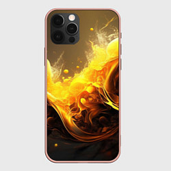 Чехол для iPhone 12 Pro Max Золотые волны, цвет: 3D-светло-розовый