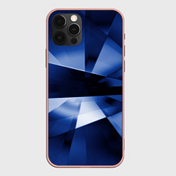 Чехол для iPhone 12 Pro Max Синие лучи и отражения в абстракции, цвет: 3D-светло-розовый