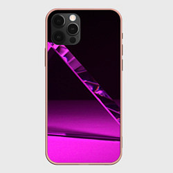 Чехол для iPhone 12 Pro Max Фиолетовая мрачная геометрическая фигура, цвет: 3D-светло-розовый