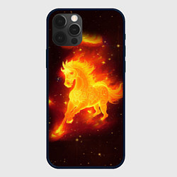 Чехол для iPhone 12 Pro Max Огненный конь мчится, цвет: 3D-черный