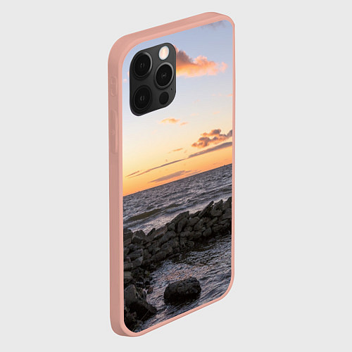 Чехол iPhone 12 Pro Max Закат солнца на Финском заливе / 3D-Светло-розовый – фото 2