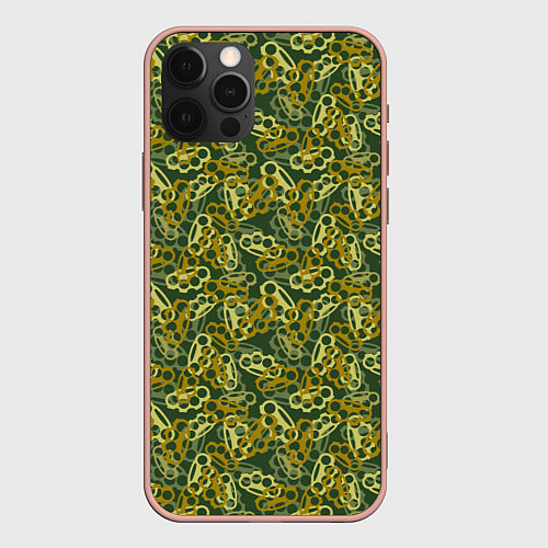 Чехол iPhone 12 Pro Max Кастеты - камуфляж / 3D-Светло-розовый – фото 1