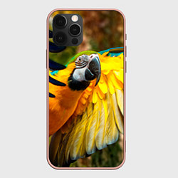 Чехол для iPhone 12 Pro Max Взлёт попугая, цвет: 3D-светло-розовый