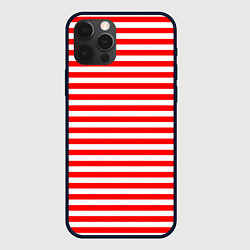 Чехол для iPhone 12 Pro Max Ярко красные полосы, цвет: 3D-черный