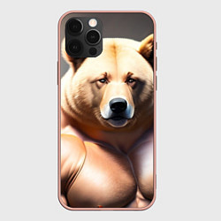 Чехол для iPhone 12 Pro Max Медведь качек, цвет: 3D-светло-розовый
