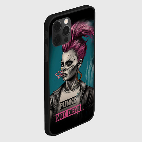 Чехол iPhone 12 Pro Max Punks no dead girl / 3D-Черный – фото 2