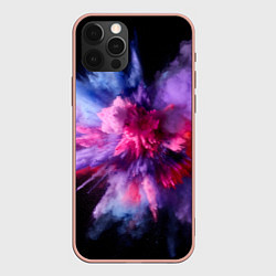 Чехол для iPhone 12 Pro Max Фиолетовый с белым паттерн, цвет: 3D-светло-розовый