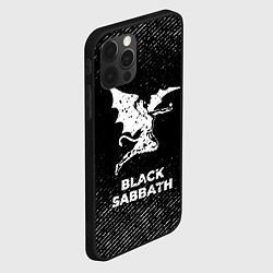 Чехол для iPhone 12 Pro Max Black Sabbath с потертостями на темном фоне, цвет: 3D-черный — фото 2