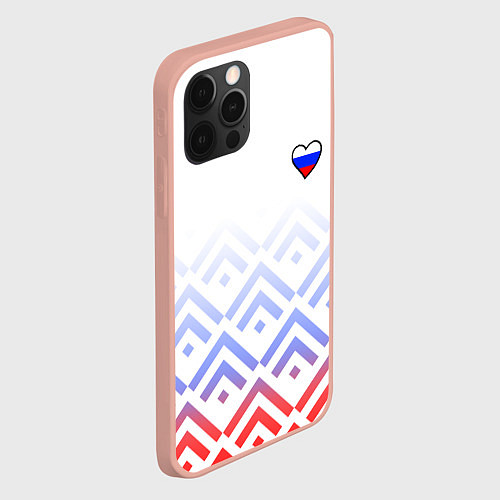 Чехол iPhone 12 Pro Max Сердечко россии - треугольники / 3D-Светло-розовый – фото 2