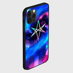 Чехол для iPhone 12 Pro Max Bring Me the Horizon неоновый космос, цвет: 3D-черный — фото 2