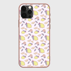 Чехол для iPhone 12 Pro Max Лимоны паттерн, цвет: 3D-светло-розовый