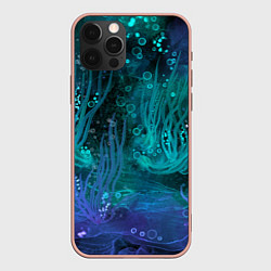 Чехол для iPhone 12 Pro Max Абстракция: неоновые огни подводного мира, цвет: 3D-светло-розовый