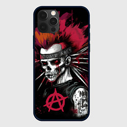 Чехол для iPhone 12 Pro Max Скелет панк анархист, цвет: 3D-черный