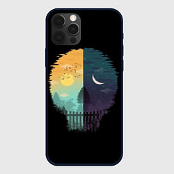 Чехол для iPhone 12 Pro Max Утро ночь в виде черепа, цвет: 3D-черный